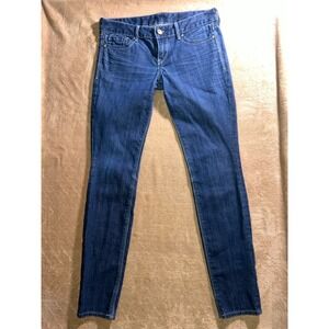 EXPRESS Women 6R Blue Denim Low Raise Stretch Straight Leg 5 Pocket Jeans (V)